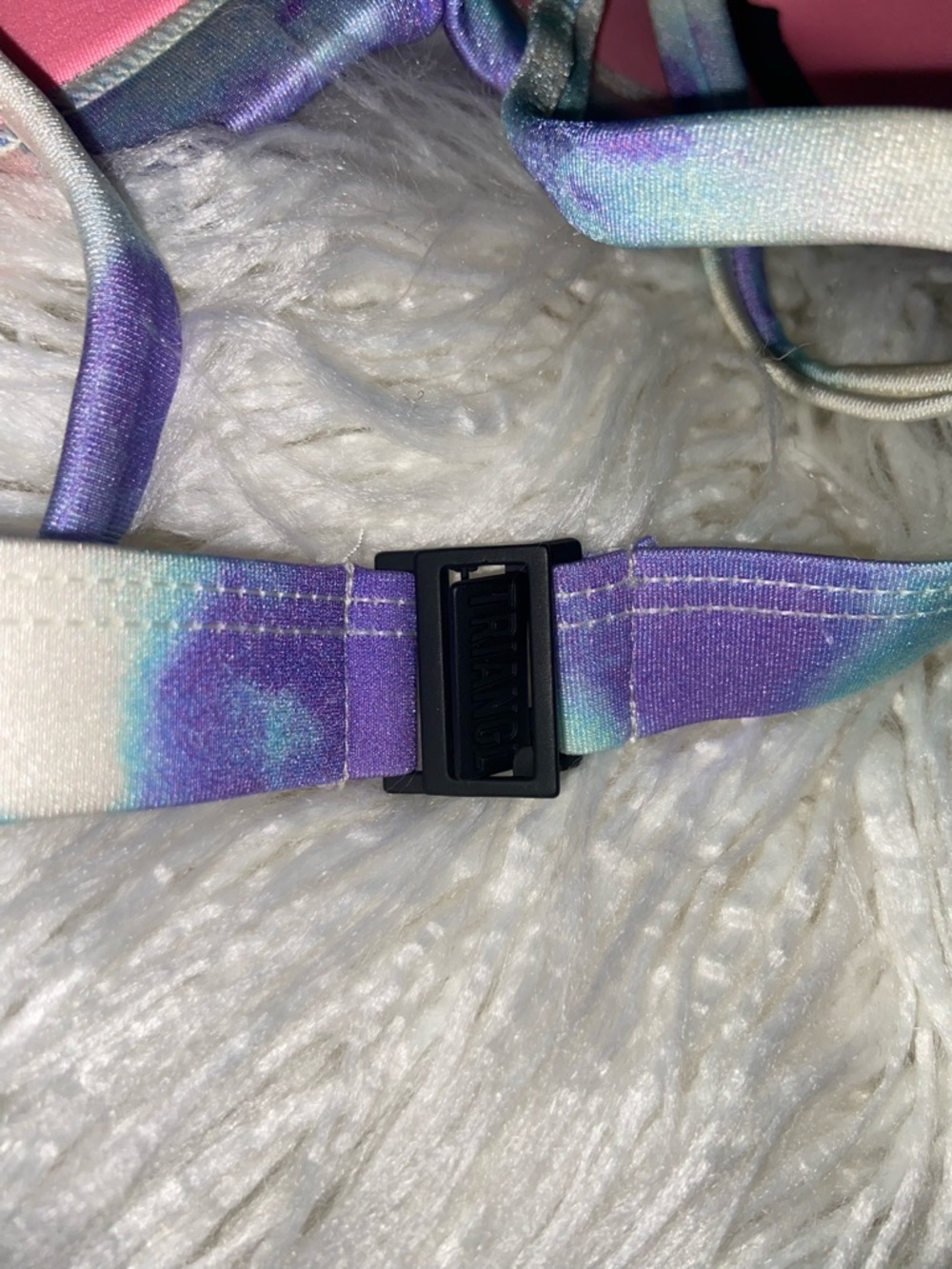triangl swimwear Blue Tie-Dye Triangle Bikini Top with White Accents - Picture 6 of 6
